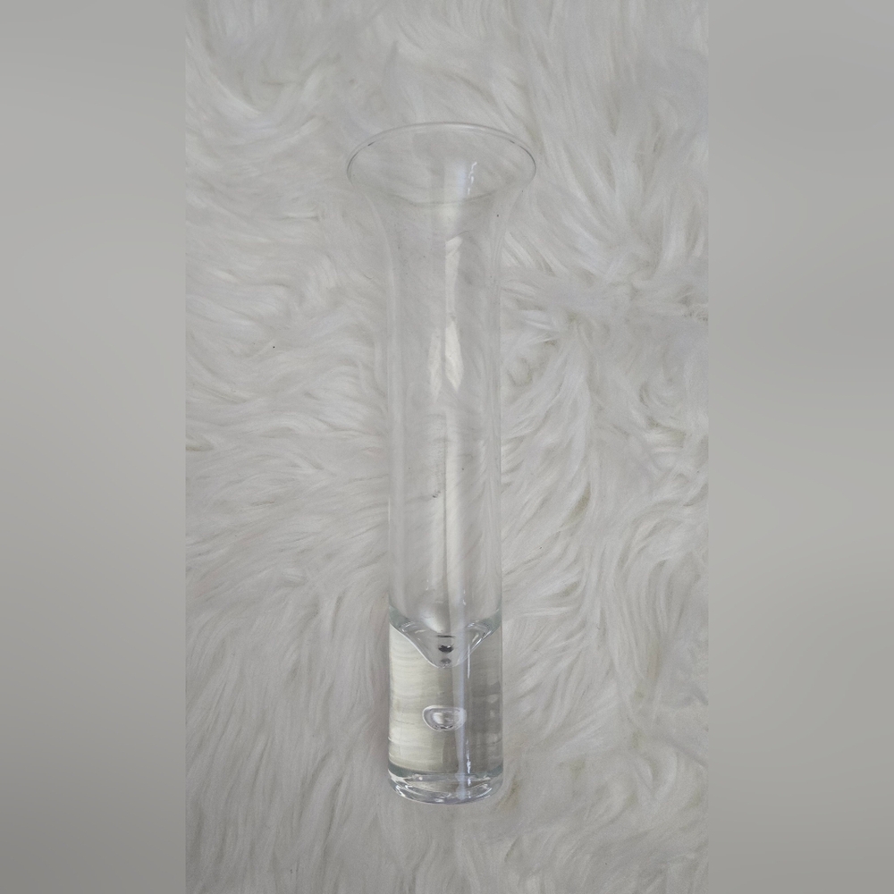 Crown Corning Glass Horizon Bud Vase Bubble Base Clear Flute 8” Tall Australia